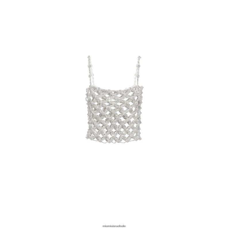 מוכן ללבישה גָבִישׁ Miu Miu חלק עליון רקום מרשת ריינסטון FNPPL660