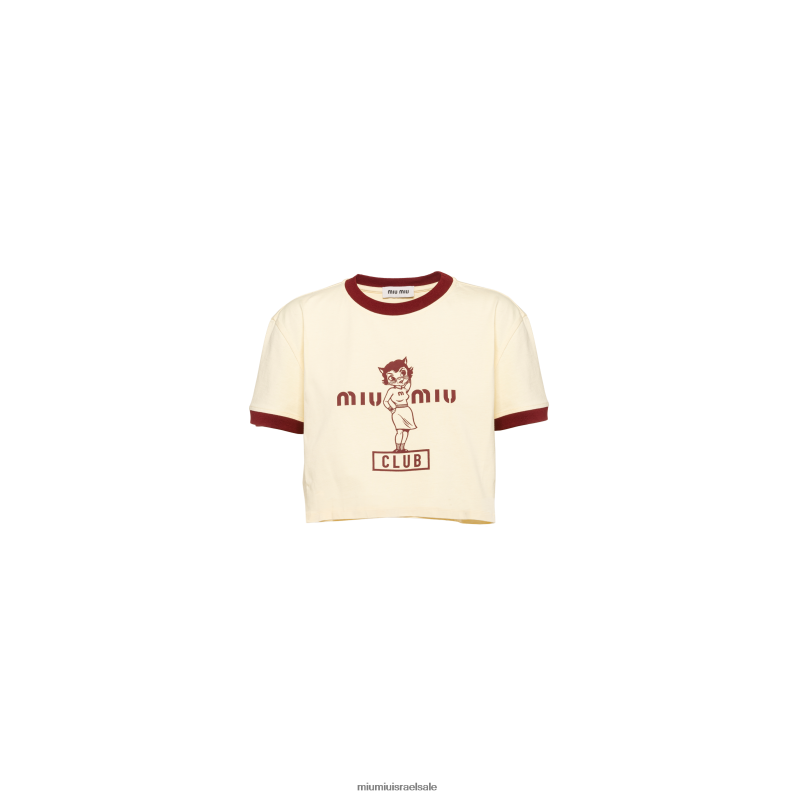 מוכן ללבישה וניל/בורדו Miu Miu חולצת כותנה מודפסת FNPPL675