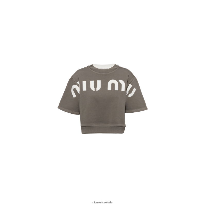 מוכן ללבישה אפור Miu Miu סווטשירט כותנה מודפס FNPPL679