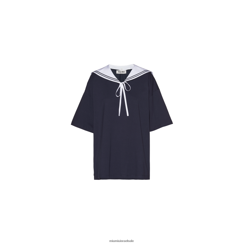 מוכן ללבישה חיל הים Miu Miu חולצת טריקו מכותנה FNPPL691