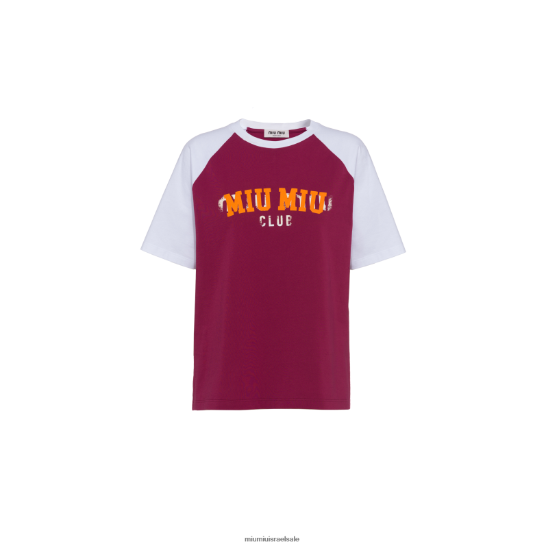 מוכן ללבישה בורדו Miu Miu חולצת טריקו מכותנה FNPPL705
