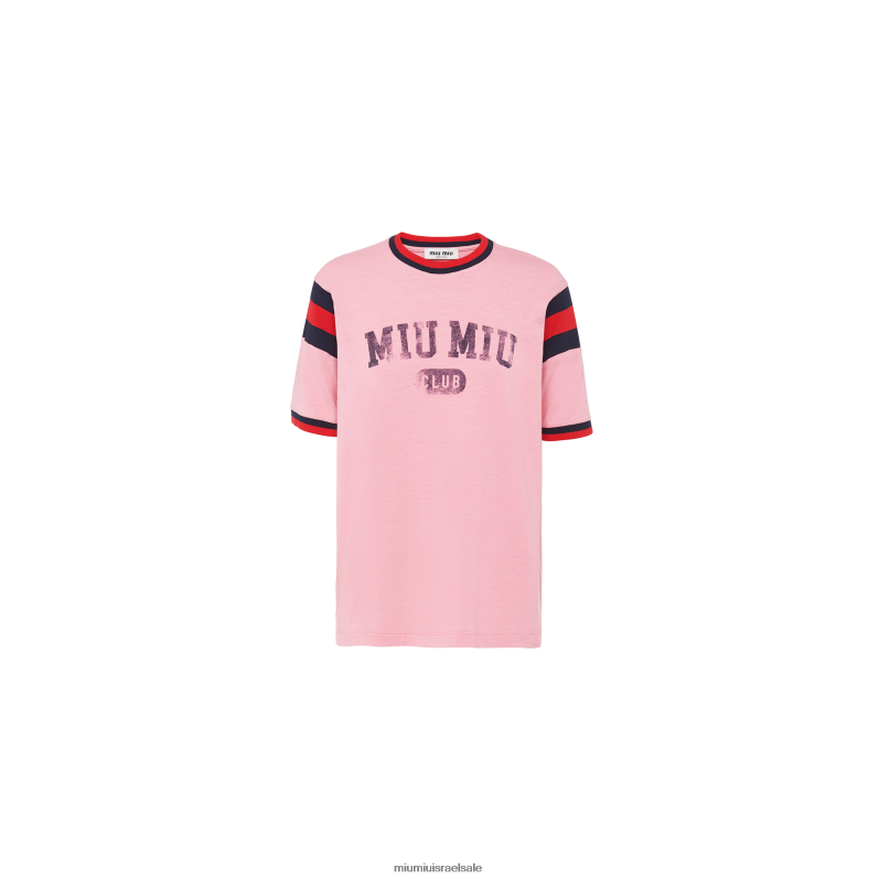 מוכן ללבישה ביגוניה ורוד Miu Miu חולצת טריקו ג'רסי מודפסת FNPPL707