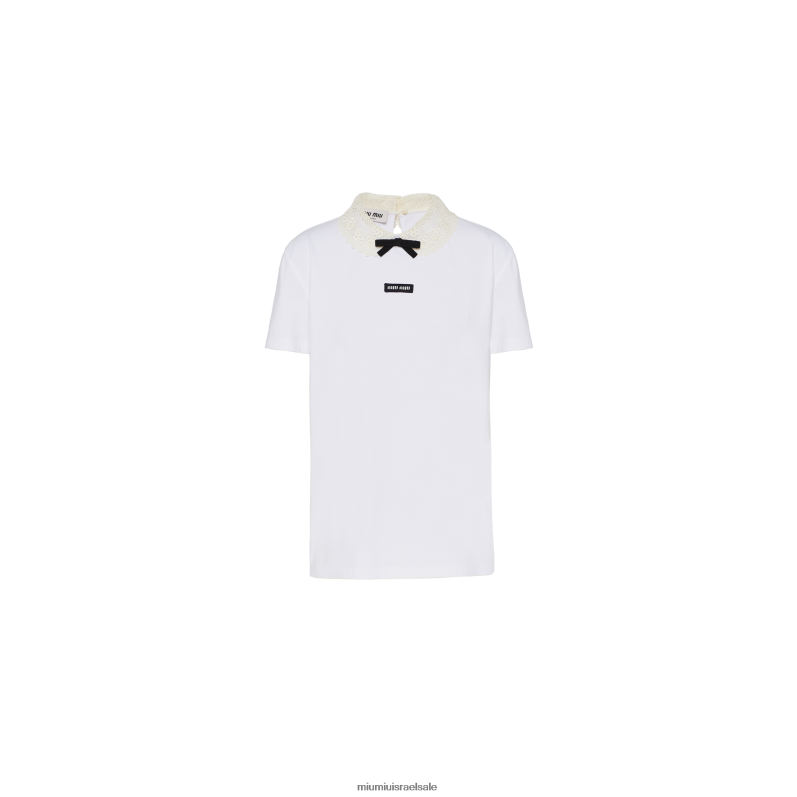 מוכן ללבישה לבן Miu Miu חולצת טריקו מכותנה FNPPL711