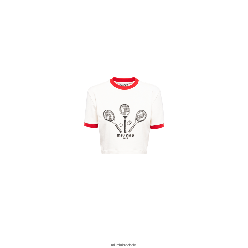 מוכן ללבישה שֶׁנהָב Miu Miu חולצת טריקו ג'רסי FNPPL715