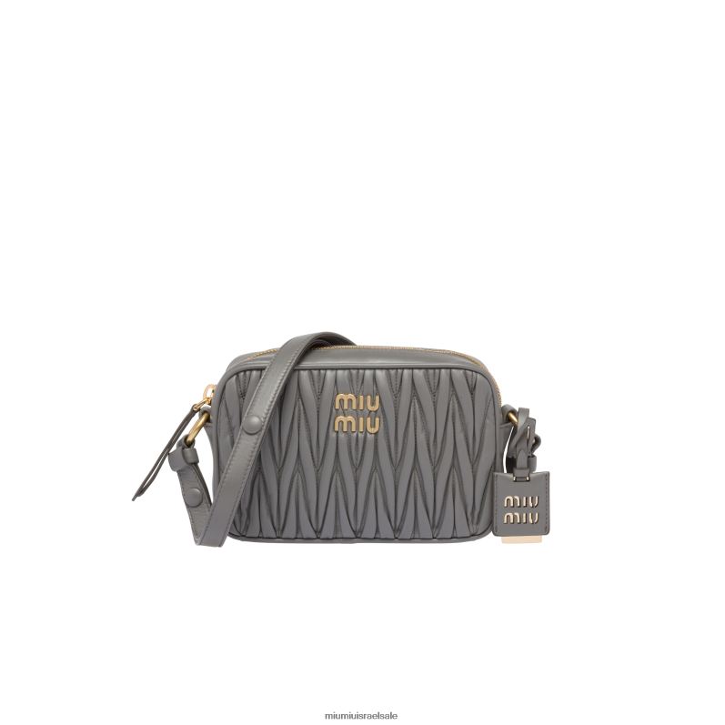 אוסף אפור שיש Miu Miu תיק כתף מעור נאפה מטאלס FNPPL72