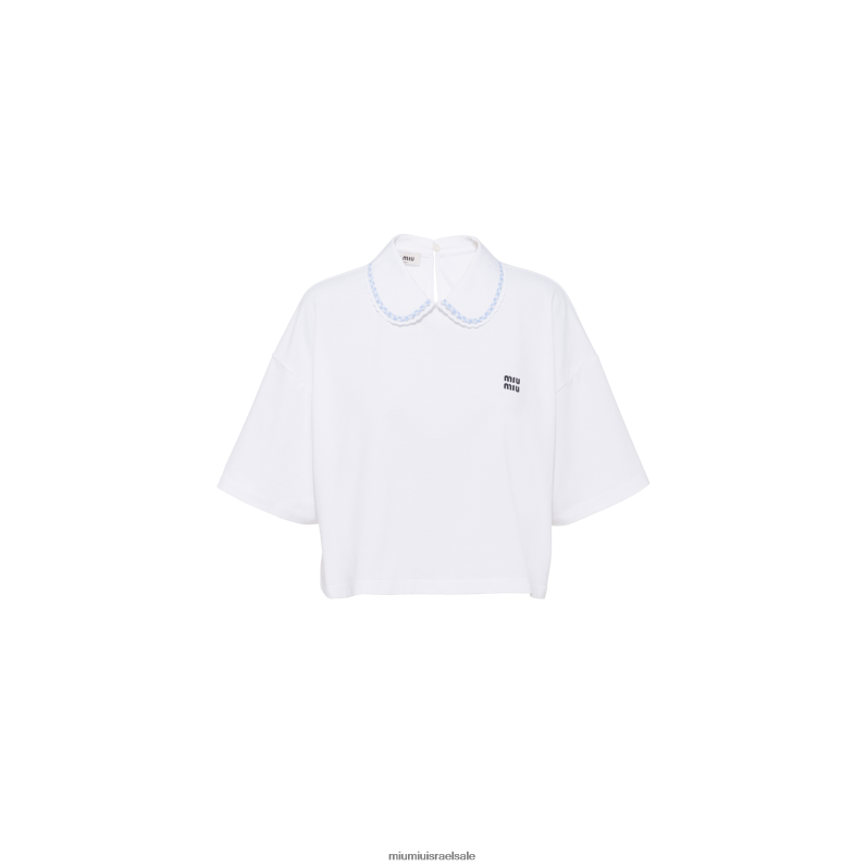 מוכן ללבישה לבן Miu Miu דף קרופ כותנה FNPPL720