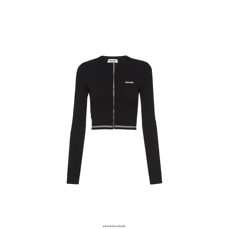 מוכן ללבישה שָׁחוֹר Miu Miu סוודר ויסקוזה FNPPL730