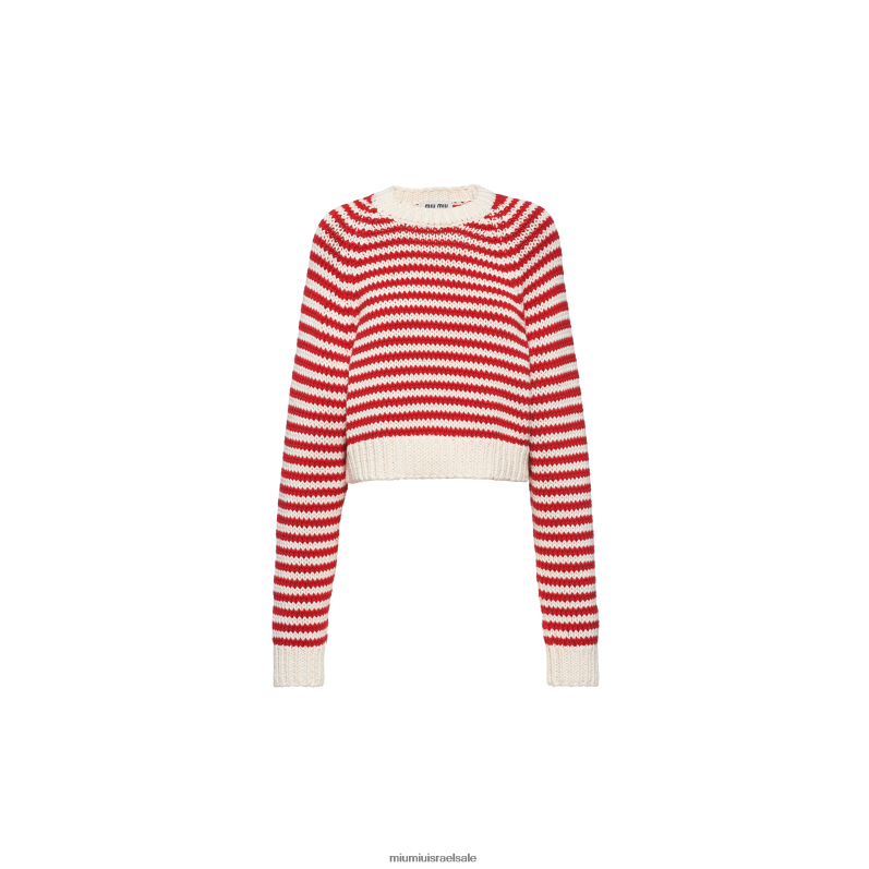 מוכן ללבישה אָדוֹם Miu Miu סוודר כותנה וקשמיר FNPPL732