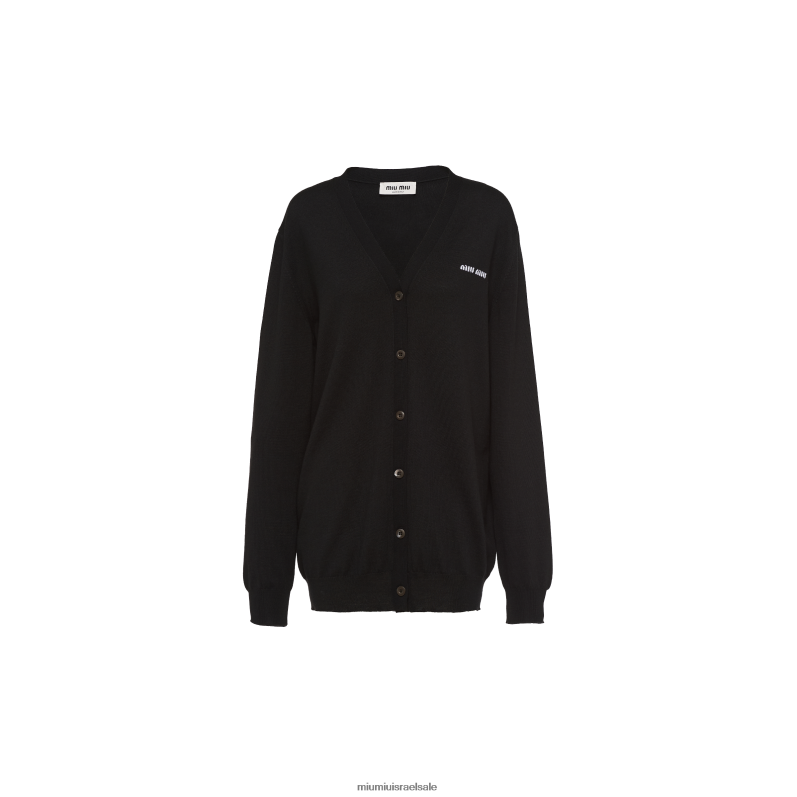 מוכן ללבישה שָׁחוֹר Miu Miu קרדיגן סרוג מצמר FNPPL735