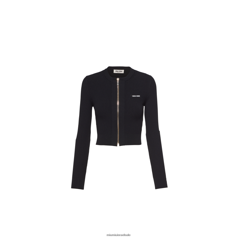 מוכן ללבישה שָׁחוֹר Miu Miu קרדיגן עם צווארון ויסקוזה FNPPL740