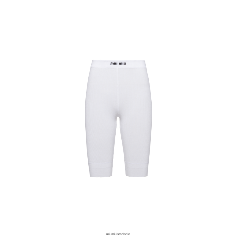 מוכן ללבישה לבן Miu Miu מכנסי כותנה קצרים FNPPL745
