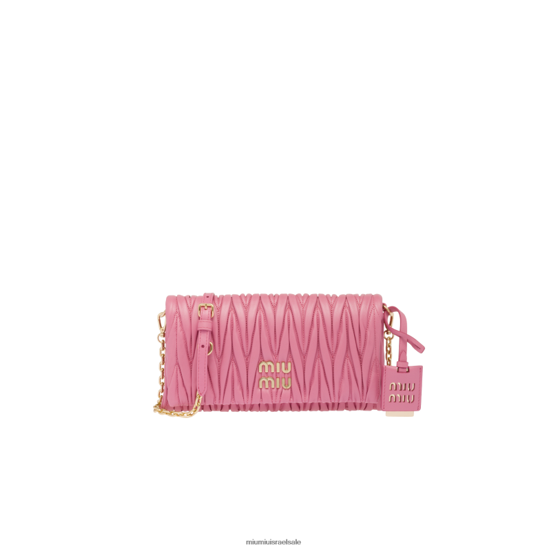 אוסף ביגוניה ורוד Miu Miu תיק כתף מעור נאפה מטאלס FNPPL75