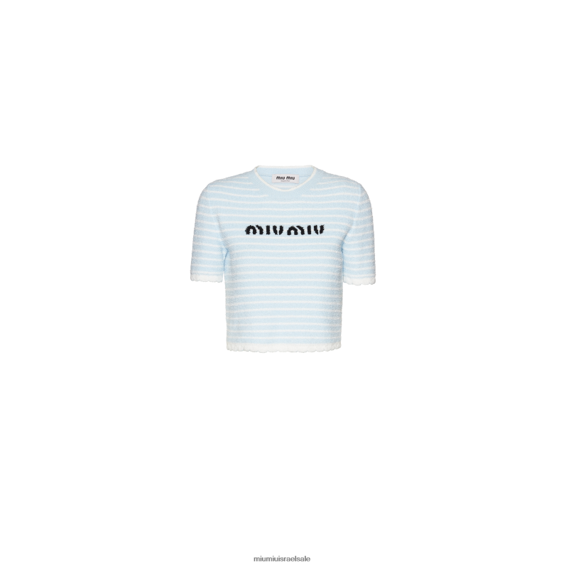 מוכן ללבישה אסטרו/לבן Miu Miu סוודר כותנה בוקל עם צווארון FNPPL751