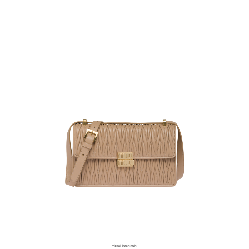 אוסף בז' חול Miu Miu תיק מעור נאפה מטלסה FNPPL76