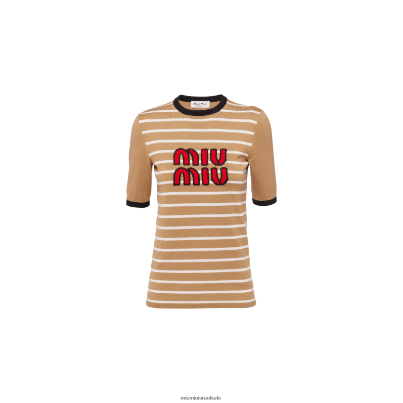 מוכן ללבישה חום גמל Miu Miu סוודר צמר עם צווארון FNPPL760
