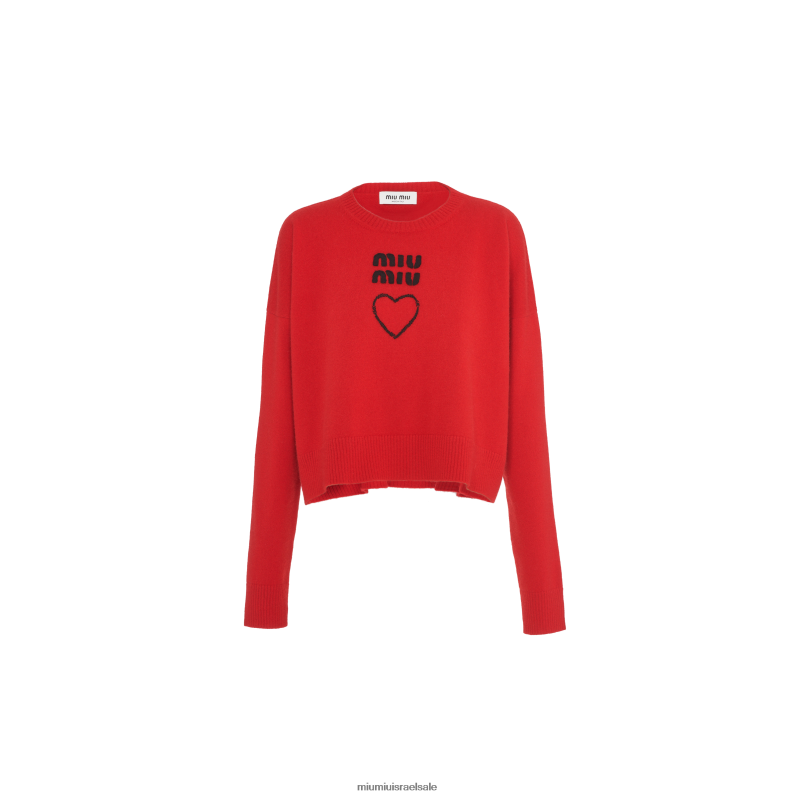 מוכן ללבישה אָדוֹם Miu Miu סוודר עם צווארון קשמיר FNPPL765