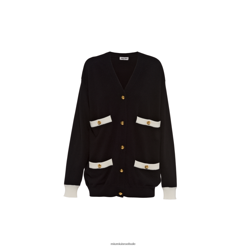 מוכן ללבישה שָׁחוֹר Miu Miu קרדיגן קשמיר FNPPL771