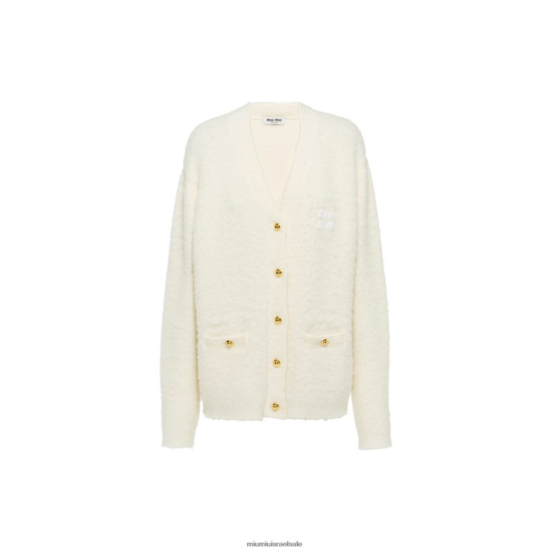 מוכן ללבישה לבן Miu Miu קרדיגן בוקל FNPPL774
