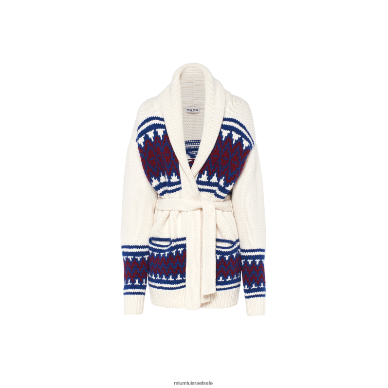 מוכן ללבישה לבן Miu Miu סוודר קרדיגן צמר FNPPL781