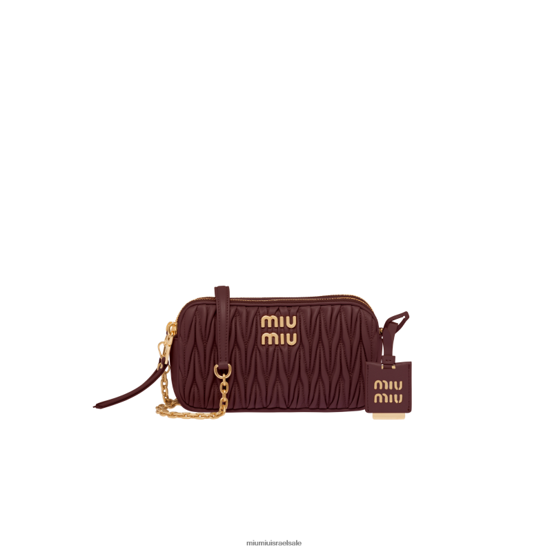 אוסף אמרנט אדום/צהוב תירס Miu Miu תיק מיני מעור נאפה מטלסה FNPPL81