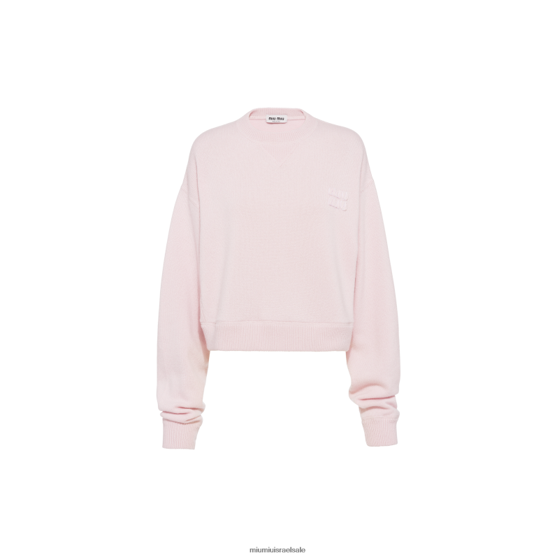 מוכן ללבישה ורוד בהט Miu Miu סוודר צמר וקשמיר במידות גדולות FNPPL822