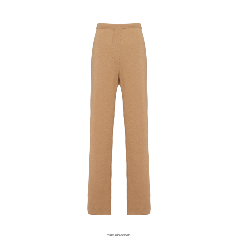 מוכן ללבישה חום גמל Miu Miu מִכְנָסַיִים FNPPL826