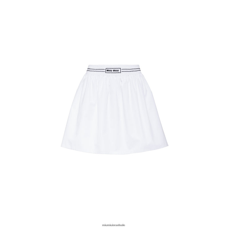 מוכן ללבישה לבן Miu Miu חצאית מיני פופלין FNPPL837