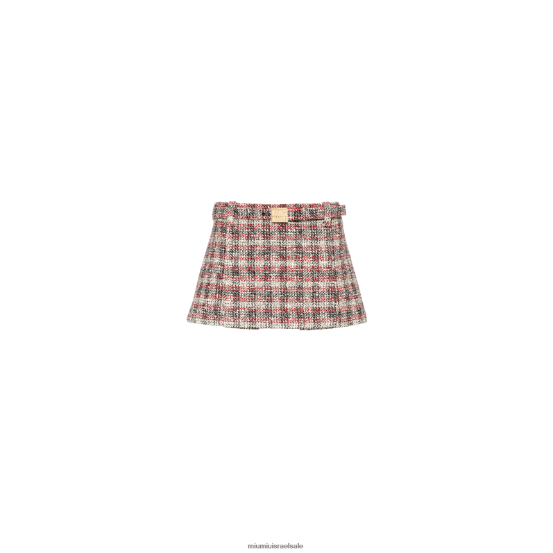 מוכן ללבישה רימון צהוב/אדום Miu Miu לבדוק חצאית מיני FNPPL841