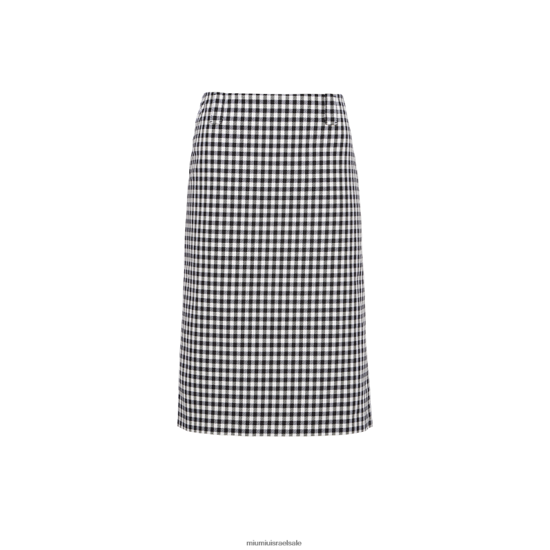 מוכן ללבישה לבן שחור Miu Miu חצאית צ'ק ג'ינגהם FNPPL863