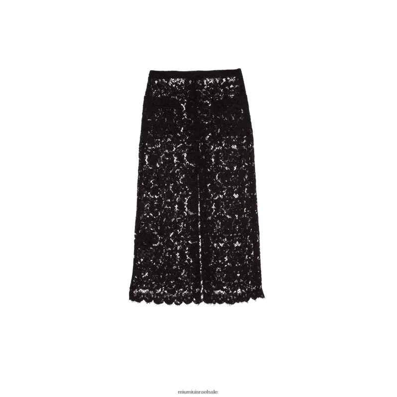 מוכן ללבישה שָׁחוֹר Miu Miu חצאית תחרה ארוכה FNPPL873