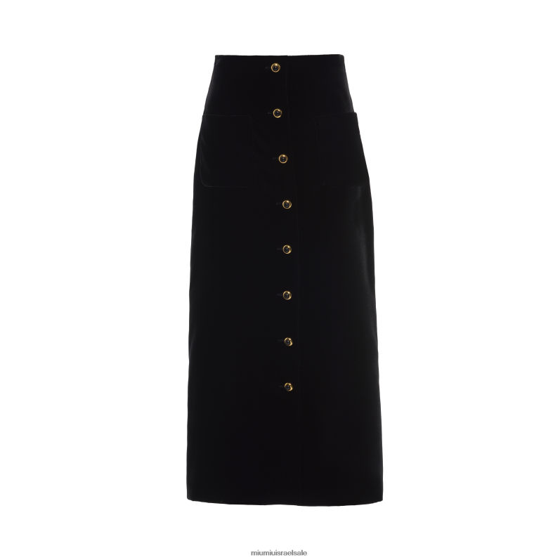 מוכן ללבישה שָׁחוֹר Miu Miu חצאית קטיפה ארוכה FNPPL882