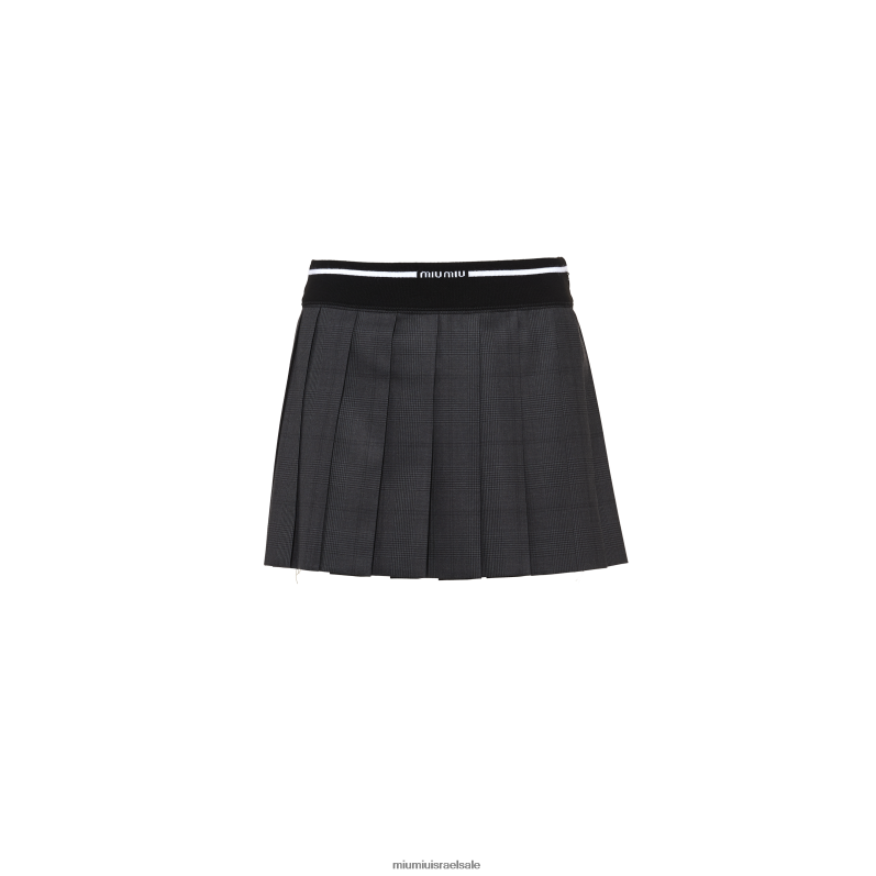 מוכן ללבישה אפור צפחה Miu Miu חצאית מיני משובצת גלן FNPPL887
