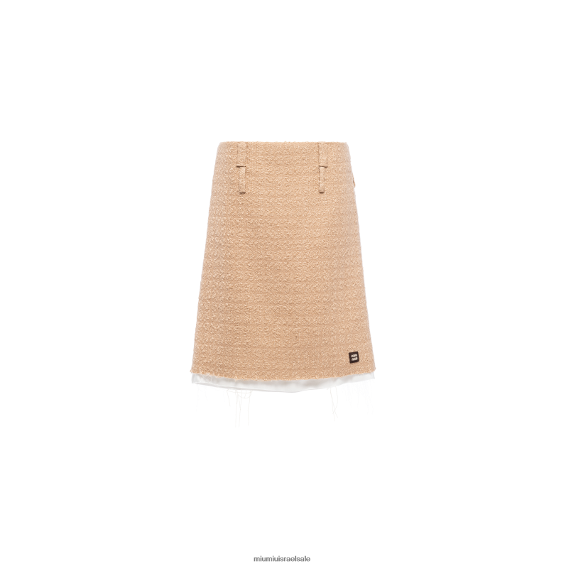 מוכן ללבישה חום גמל Miu Miu חצאית טוויד FNPPL900