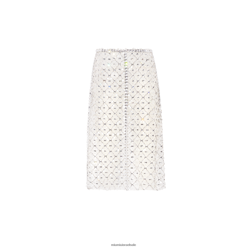 מוכן ללבישה לבן Miu Miu חצאית מידי אורגנזה רקומה FNPPL910