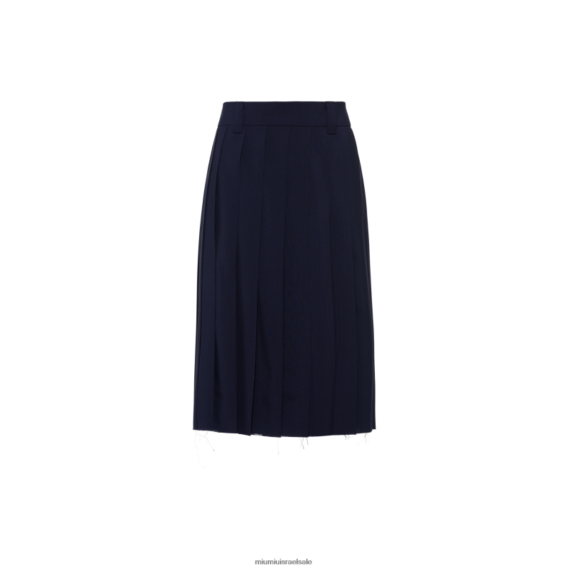 מוכן ללבישה חיל הים Miu Miu חצאית מבד אנגורה FNPPL921