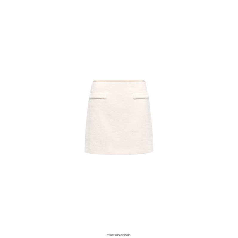 מוכן ללבישה שֶׁנהָב Miu Miu חצאית מיני טוויד בוקל FNPPL926