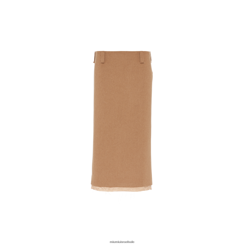 מוכן ללבישה חום גמל Miu Miu חצאית עיפרון משיער גמל FNPPL929