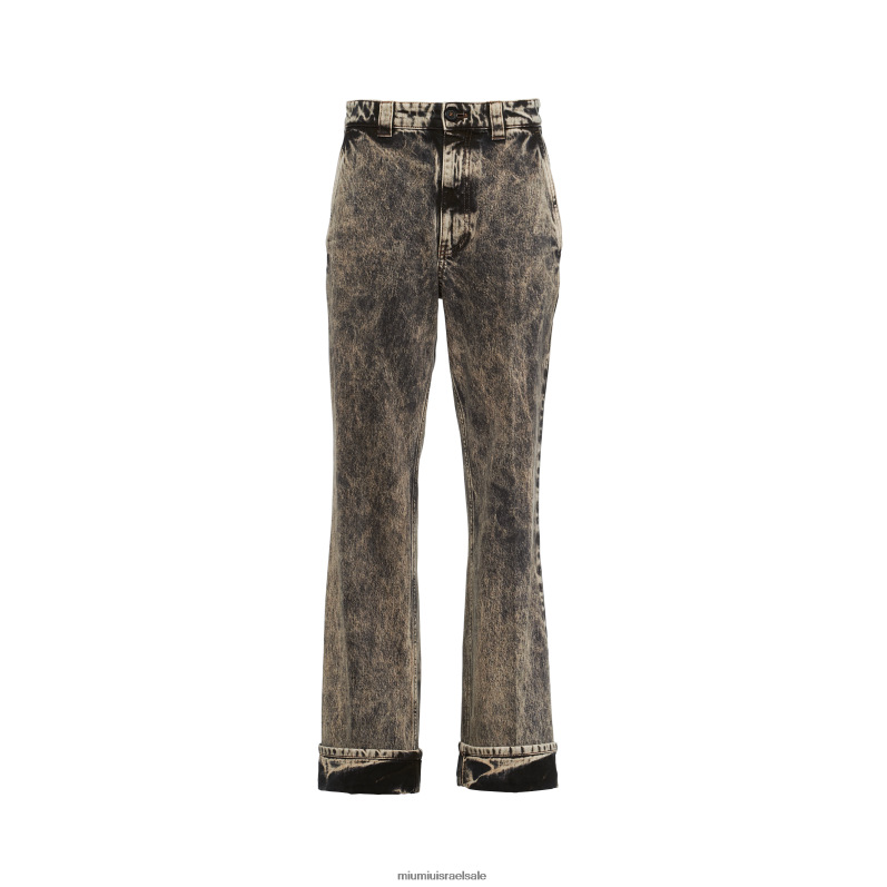 מוכן ללבישה שָׁחוֹר Miu Miu ג'ינס ג'ינס משויש FNPPL944