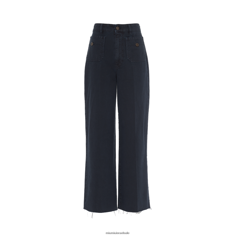 מוכן ללבישה חיל הים Miu Miu מכנסי תרגיל צבועים בבגד FNPPL967