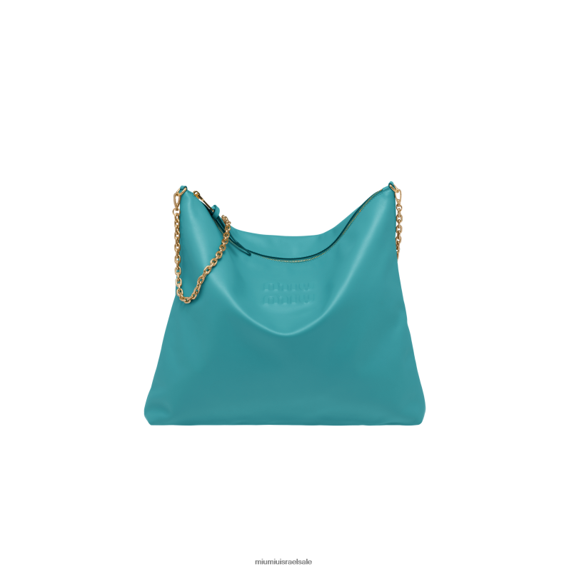 אוסף כחול טווס Miu Miu תיק כתף מעור FNPPL97