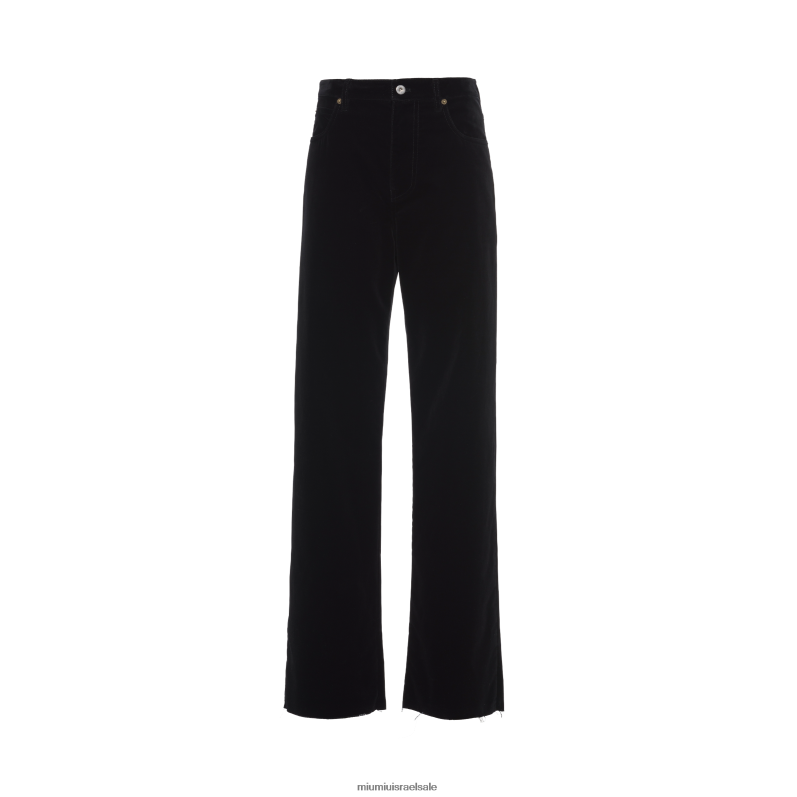 מוכן ללבישה שָׁחוֹר Miu Miu מכנסי קטיפה מכובסים FNPPL984