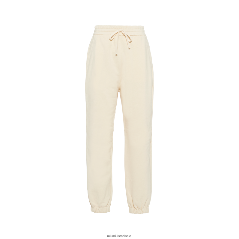 מוכן ללבישה שֶׁנהָב Miu Miu נעלי ספורט מכותנה עם לוגו רקום FNPPL997