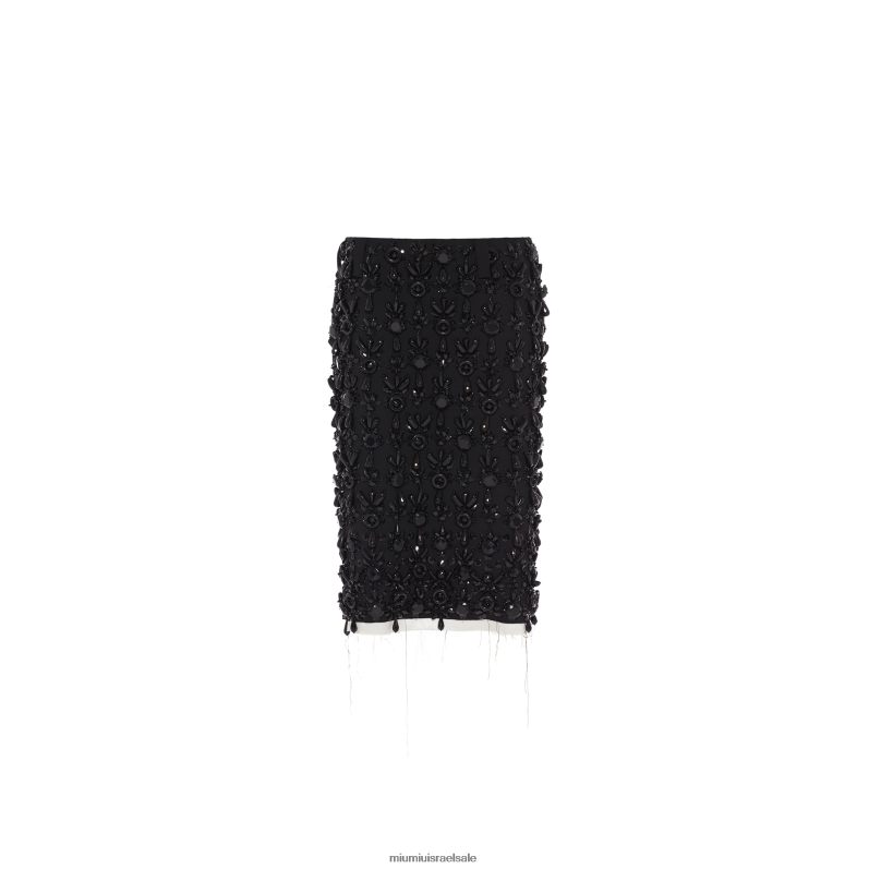 מוכן ללבישה שָׁחוֹר Miu Miu חצאית grain de poudre FNPPL932