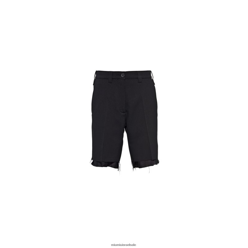 מוכן ללבישה שָׁחוֹר Miu Miu מכנסי ברמודה מסוג grain de poudre FNPPL977
