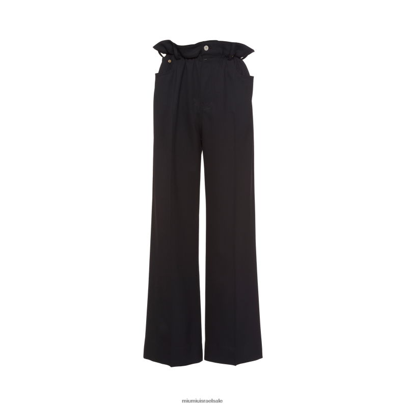 מוכן ללבישה שָׁחוֹר Miu Miu מכנסי grain de poudre FNPPL999