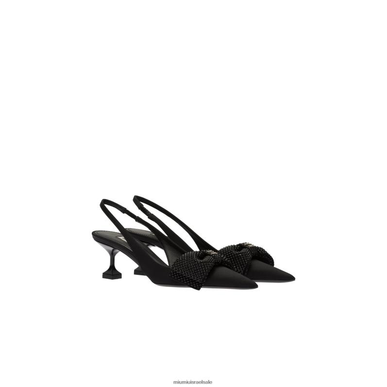 נעליים שָׁחוֹר Miu Miu משאבות slingback סאטן FNPPL205