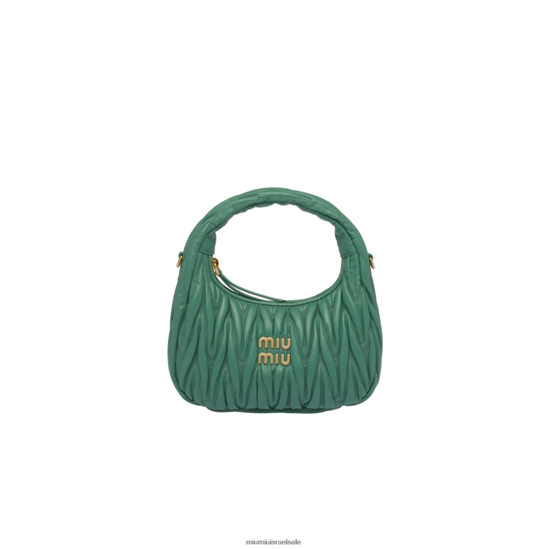 אוסף ירוק מרווה Miu Miu wander matelasse תיק מיני נווד מעור נאפה FNPPL14
