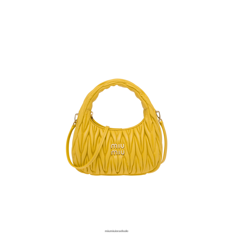 אוסף צהוב שטוף שמש Miu Miu wander matelasse תיק מיני נווד מעור נאפה FNPPL2