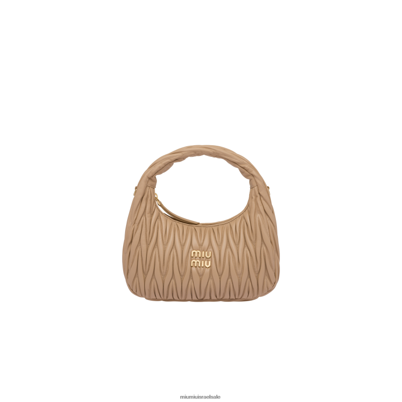 אוסף בז' חול Miu Miu wander matelasse תיק נווד מעור נאפה FNPPL25
