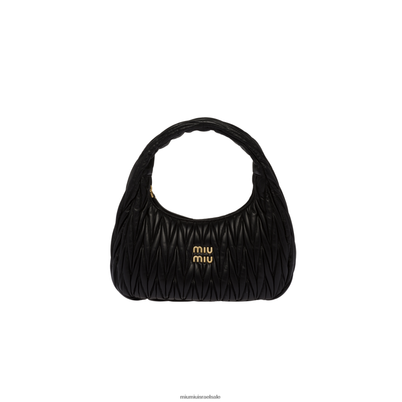 אוסף שָׁחוֹר Miu Miu wander matelasse תיק נווד מעור נאפה FNPPL30